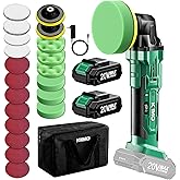 KIMO 20V Cordless Car Buffer Polisher Kit, 25Pcs Polishing Kit, 6 Speeds to 6000RPM / 2*2000mAh Batteries Cordless Polishers, Buffer Polisher for Car Detailing, Scratch Removing, Boat Sanding & Waxing