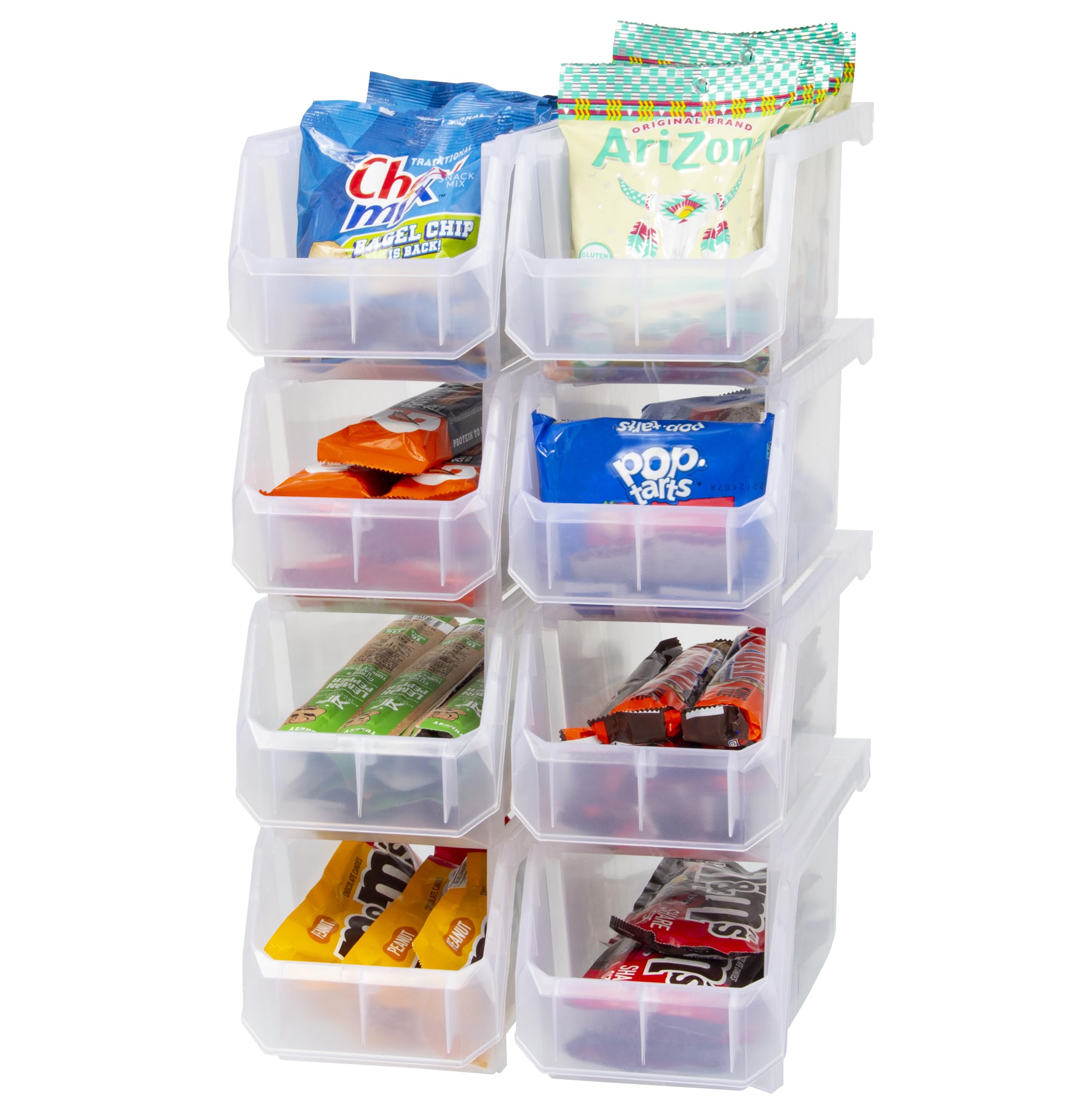 Photo 1 of ReadySpace Medium Plastic Storage Bins, Stackable Organizer Containers for Closet Pantry Shelf Garage and Office Organization, Clear, 8 Pack