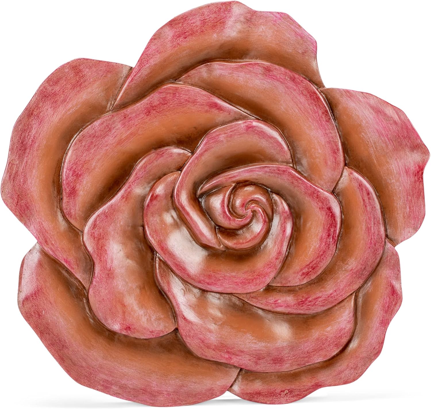 Hardscaping Materials - NAT & Jules Rose Flower Shaped Dimensional Indoor Outdoor 12 inch Cast Resin Decorative Garden Stepping Stone, Patio, Walkway Sculpture Yard Art, Colorful Blush