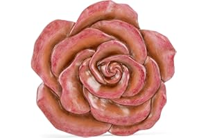 NAT AND JULES NAT & Jules Rose Flower Shaped Dimensional Indoor Outdoor 12 inch Cast Resin Decorative Garden Stepping Stone, Patio, Walkway Sculpture Yard Art, Colorful Blush