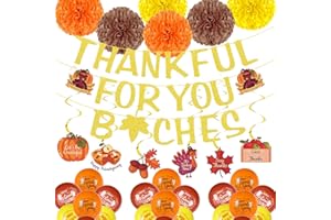 AOZER Friendsgiving Decorations, Gold Glitter Friends Giving Banner, Thanksgiving Decorations Thankful for You Fall Decorations for Home Office Party (Style 2)