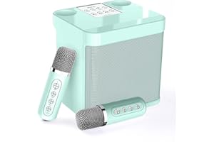 ARESRORA Karaoke Machine with 2 Microphones，Karaoke Machine for Adults and Kids，Portable Mini Karaoke Speaker PA System,Support Bluetooth/USB/AUX/TF, Karaoke Kit for TV,Home Party, Meeting,Outdoor (Green)