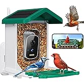 Smart Bird Feeder with Camera, AI Bird Species Identification Solar Powered Panel, 2.5k HD Video Bird House with Camera for Outside Garden, Ideal Gifts for Lover,Valentine's Day, Green