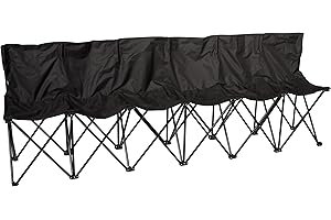 Trademark Innovations Portable 6-Seater Folding Team Sports Sideline Bench with Back (Black)