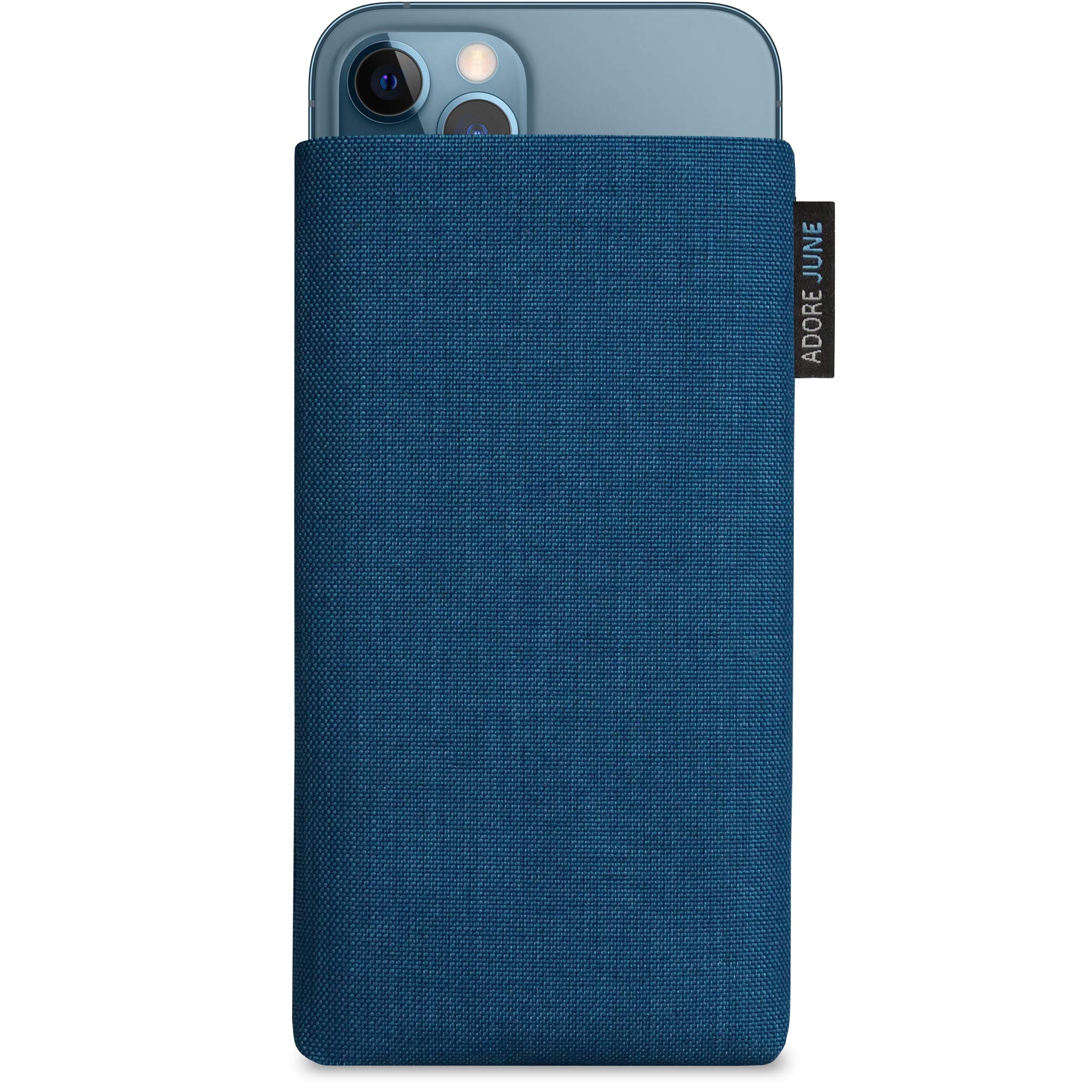Adore June Classic ocean blue case compatible with iPhone 13/13 Pro/iPhone12 /12 Pro mobile phone case made of durable Cordura fabric with screen cleaning effect, made in Europe, 10.5 cm (7")