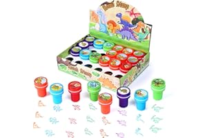 KESOTE 24 Pcs Dinosaur Stamps for Kids, Self Inking Stamps for Kids Dinosaur Birthday Party Supplies, Dino Party Favors, Teacher Stamps