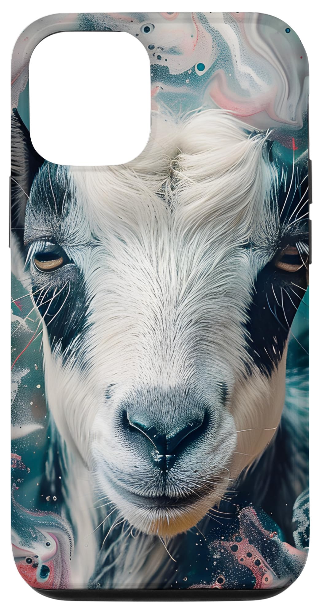 iPhone 15 Animal Lover Multicolor Ink Waves Abstract Goat Case