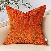 Yangest Burnt Orange Twigs Throw Pillow Cover Branches Velvet Cushion Case Neutral Pillowcase for Sofa Couch Bedroom Living Room Home Decor,18x18 Inch