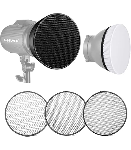 Diffuseur Photographie 210mm Abat-jour Diffuseur Namolit Avec Grille Nid D'abeille 60° - Pour Flash Elinchrom 210mm Accessoire Flash