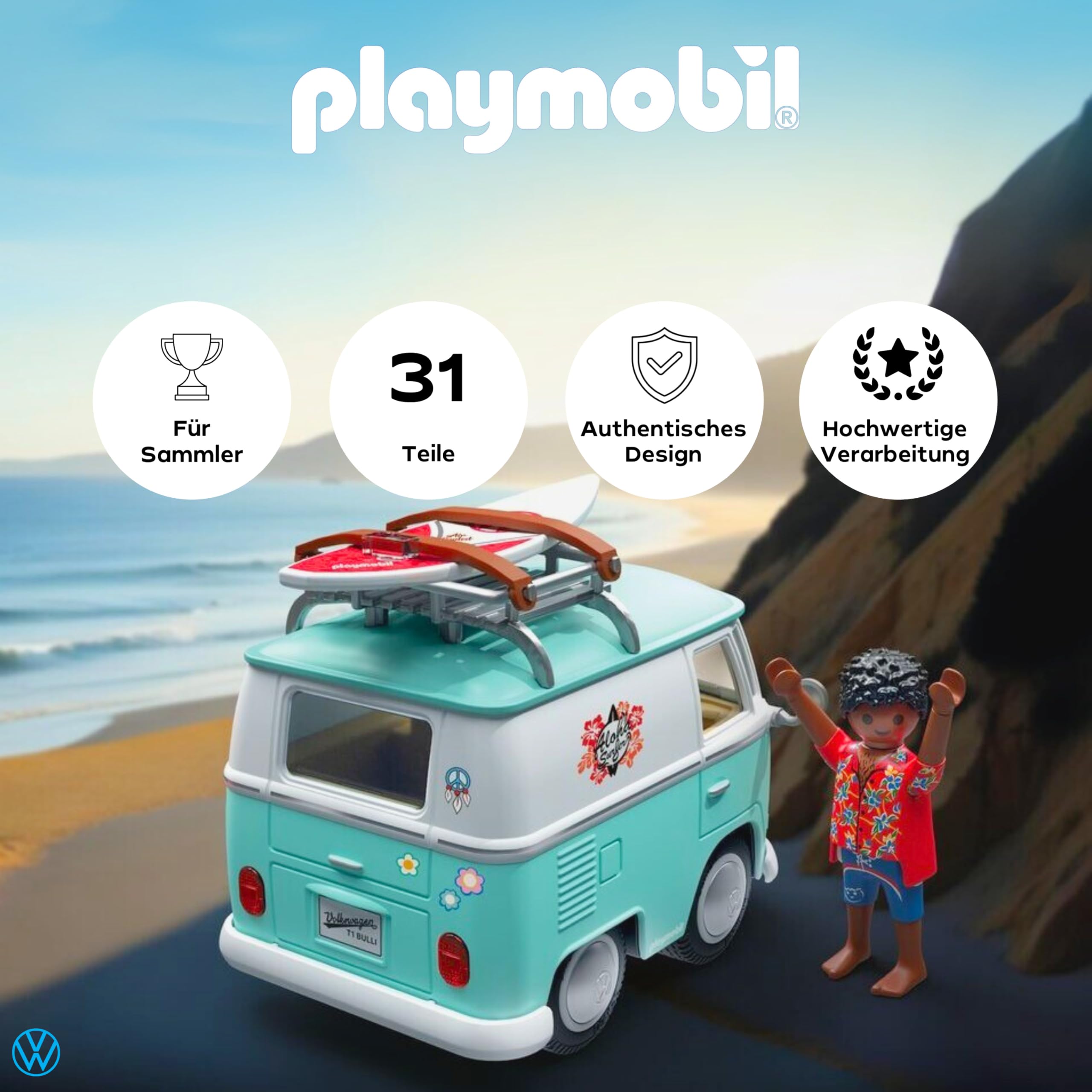PLAYMOBIL | Collector Cars | Volkswagen T1 Camper | Modellauto für Erwachsene & Kinder | Mit Stickern zum Personalisieren Auto-Fans | Detailgetreues Design | 71857 2
