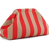 Oweisong Summer Beach Clutch Purse for Women Striped Evening Handbag 2026 | for Summer Vacation, Woven Crochet, Stripe Purse, Kiss Lock, Black and White Bag, Tan and Black Clutch