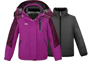 wantdo Girl's Ski Jacket Warm 3 in 1 Winter Coat Fleece Lined Snow Coat