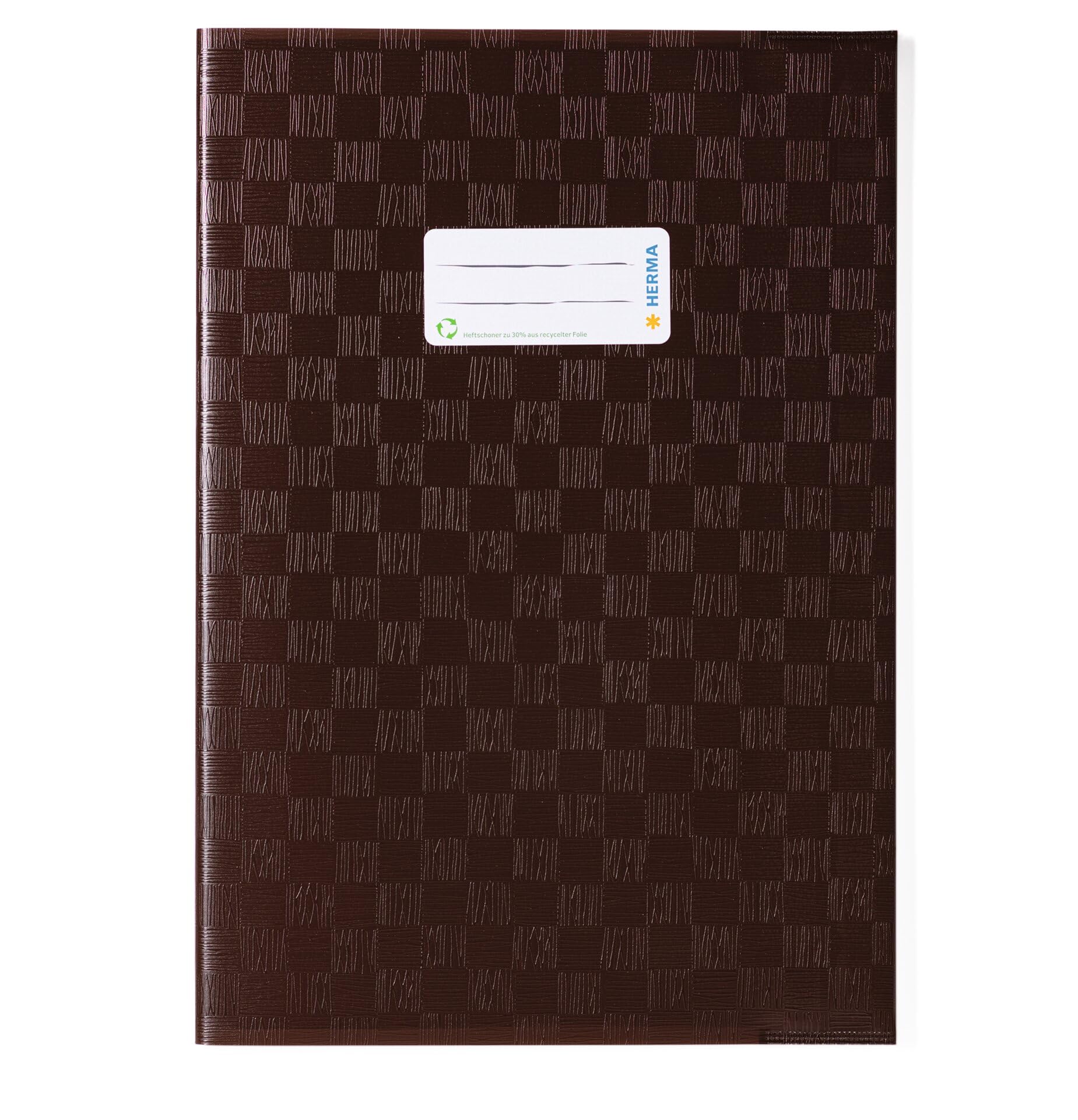 HERMA 7447 notebook covers A4 raffia brown, pack of 25, notebook covers with labelling label and raffia structure made of durable and wipe-clean polypropylene film, notebook cover set for school