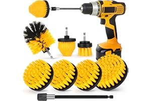 TIALERO Drill Brush Attachment Set, 7 Pack 1/4in Power Scrubber Brush + Extend Long Attachment, Brush Drill Attachment, Power Cleaning Scrub Brush for Bathroom, Tub, Tile, Corner, Floor