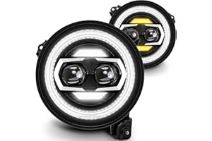 ONLINE LED STORE TRUE MODS 9 Inch Round LED Headlights Replacement for 2018-2025 Jeep Wrangler JL JLU Unlimited Gladiator JT Accessories [DOT Approved] [DUAL HALO DRL] Sealed Beam Front Head Light Lamp Bulb