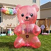 5FT Giant Inflatable Gummy Bear Decoration Pink Candy Theme Blow Up Yard Decor for Birthday Parties Candyland Party & Event Lawn Decoration