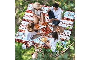 OUTTERRA Picnic Blanket 80''x80'' Extra Large Outdoor Blanket, Waterproof Beach Blankets, Foldable Picnic Mat for Camping, Grass, Park, Travel - CanyonRed