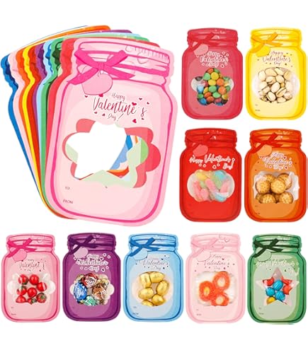 Pack Of 50 Valentines Card For Kids Candy Pouches Exchange Card For Classroom Suitable For School And Party Use