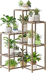 Bamworld Corner Plant Stand 4-Tier Indoor Outdoor Shelf Rack Bamboo Wood