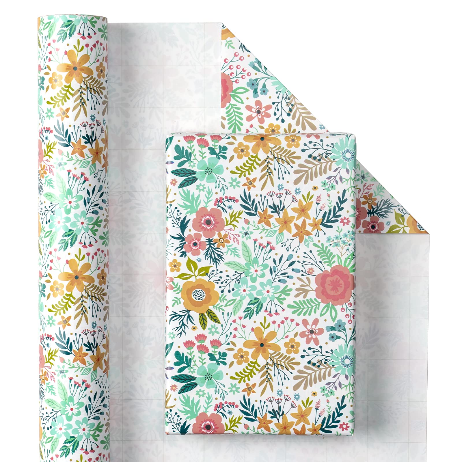 RUSPEPA Wrapping Paper Roll - Beautiful Floral Design for Birthday, Mother's Day - 43.2 cm x 10 m