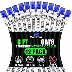 Maximm Cat 6 Ethernet Cable 8 ft, Braided Network