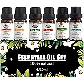 Essential Oil Set,100% Natural Essential Oils for Diffuser Homes DIY's, Lime, Lemon, Strawberry, Rose, Eucalyptus, Tea Tree, Top 6 Pack Aromatherapy