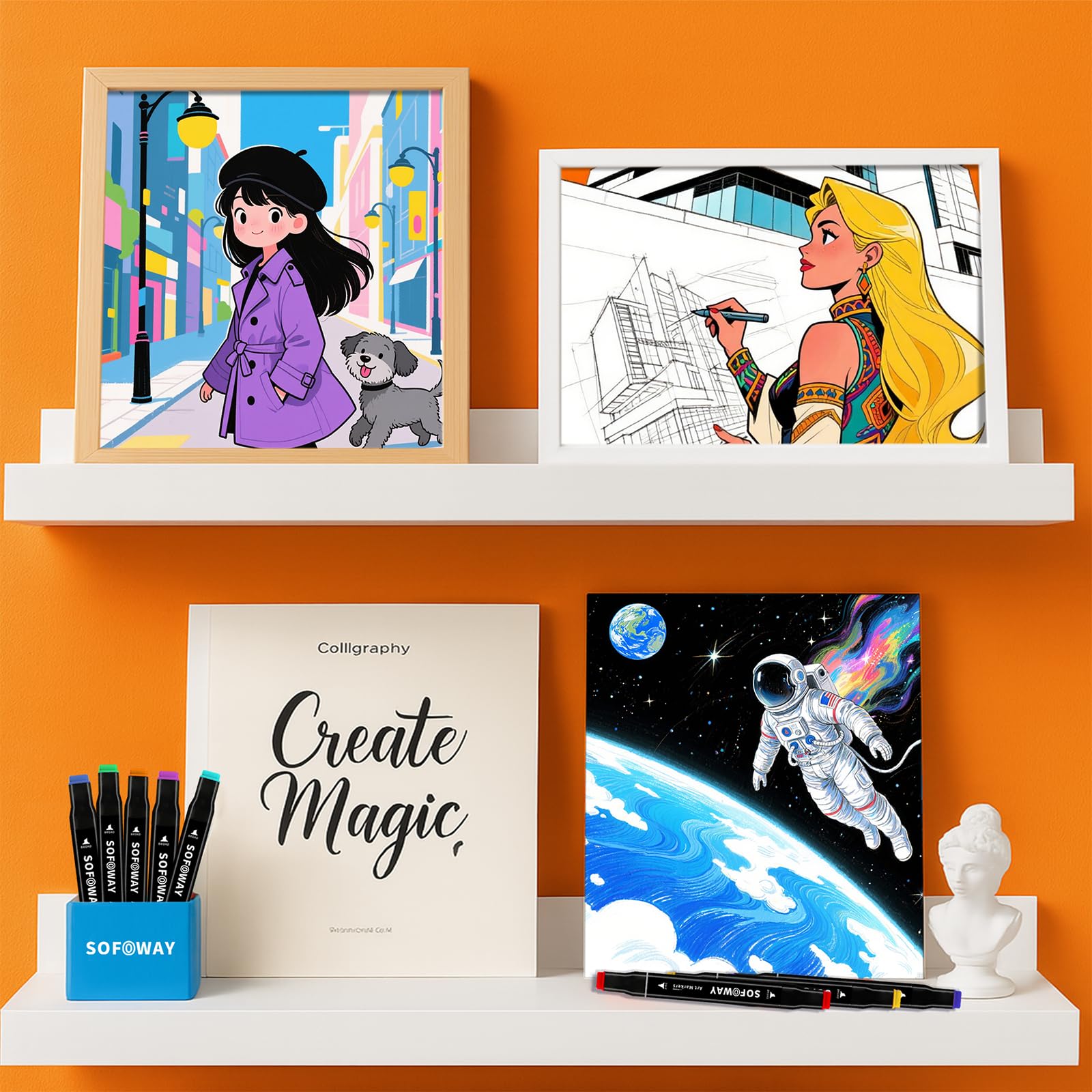 120 Color Alcohol Markers Set, Sofoway Art Markers Dual Tip Alcohol Based Markers with Penholder for Kids Adults Coloring Drawing Artists Illustration