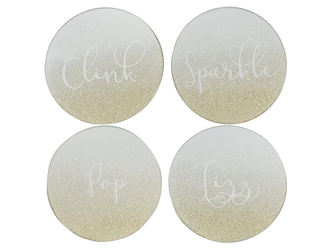 Creative Tops Fizz, Sparkle, Pop, Clink Glitzer Untersetzer, Gold, 10 x 10 x 1,2 cm