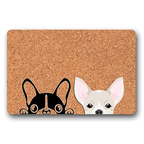 Amazon Com Browneolp Boston Terrier Peeking Door Mat Pet