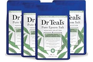 Dr Teal's Pure Epsom Salt, Cannabis Sativa Hemp Seed Oil, 3 lb (Pack of 4)