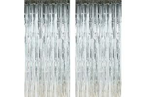 Twinkle Star 2 Pack Photo Booth Backdrop 3FT x 8FT Metallic Tinsel Foil Fringe Curtains Environmental Background Streamers fo