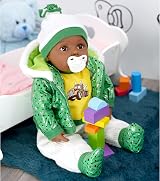 The Magic Toy Shop BiBi Doll 20in Black Ethnic Baby Boy Green Outfit Sounds view 7