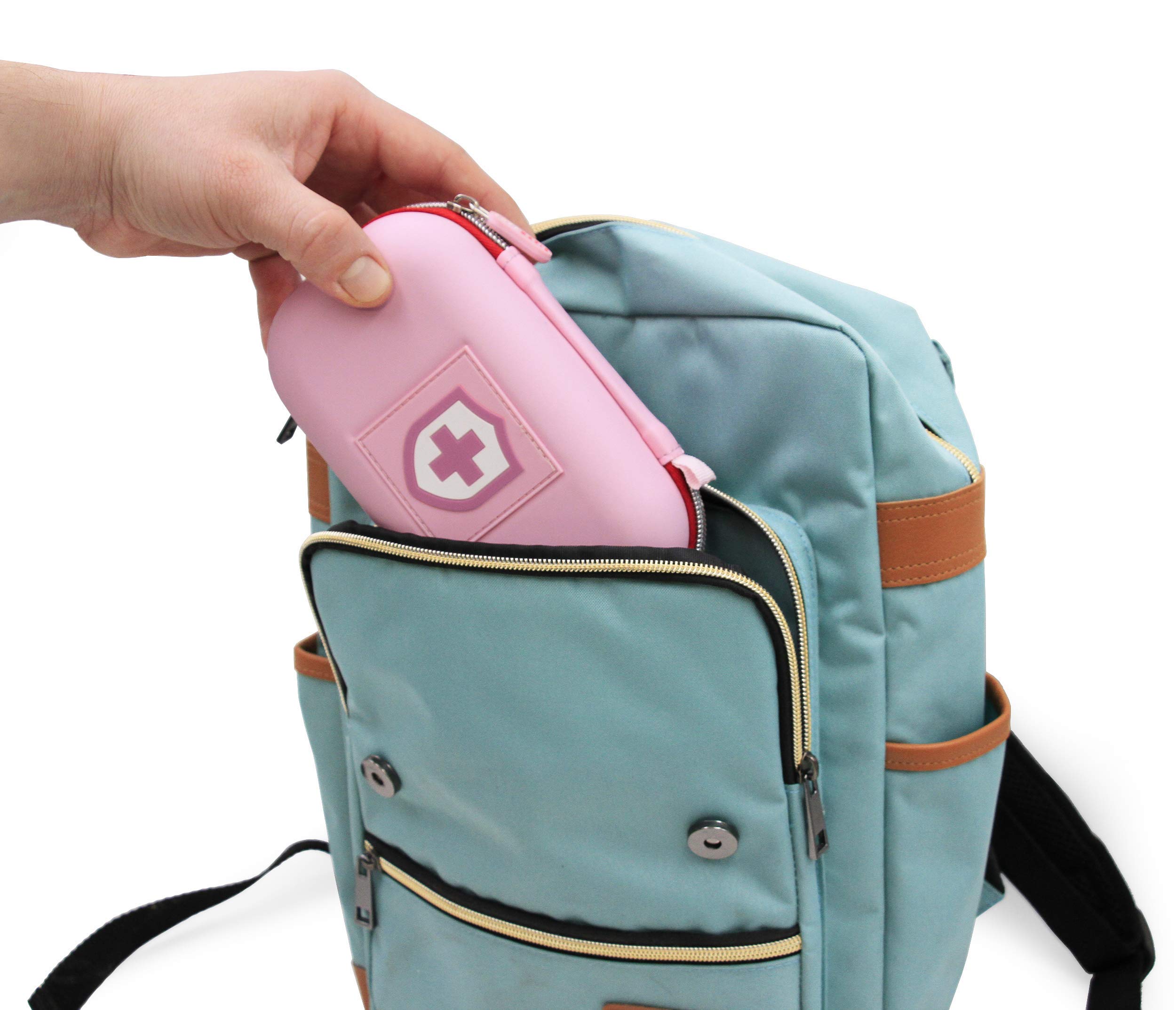 CASEMATIX Pink Compact Insulated Asthma Inhaler Travel Bag Case Compatible with Chamber Inhaler Spacer, Masks and More - Does Not Fit Spacers Longer Than 6.25 inches, Includes CASE ONLY