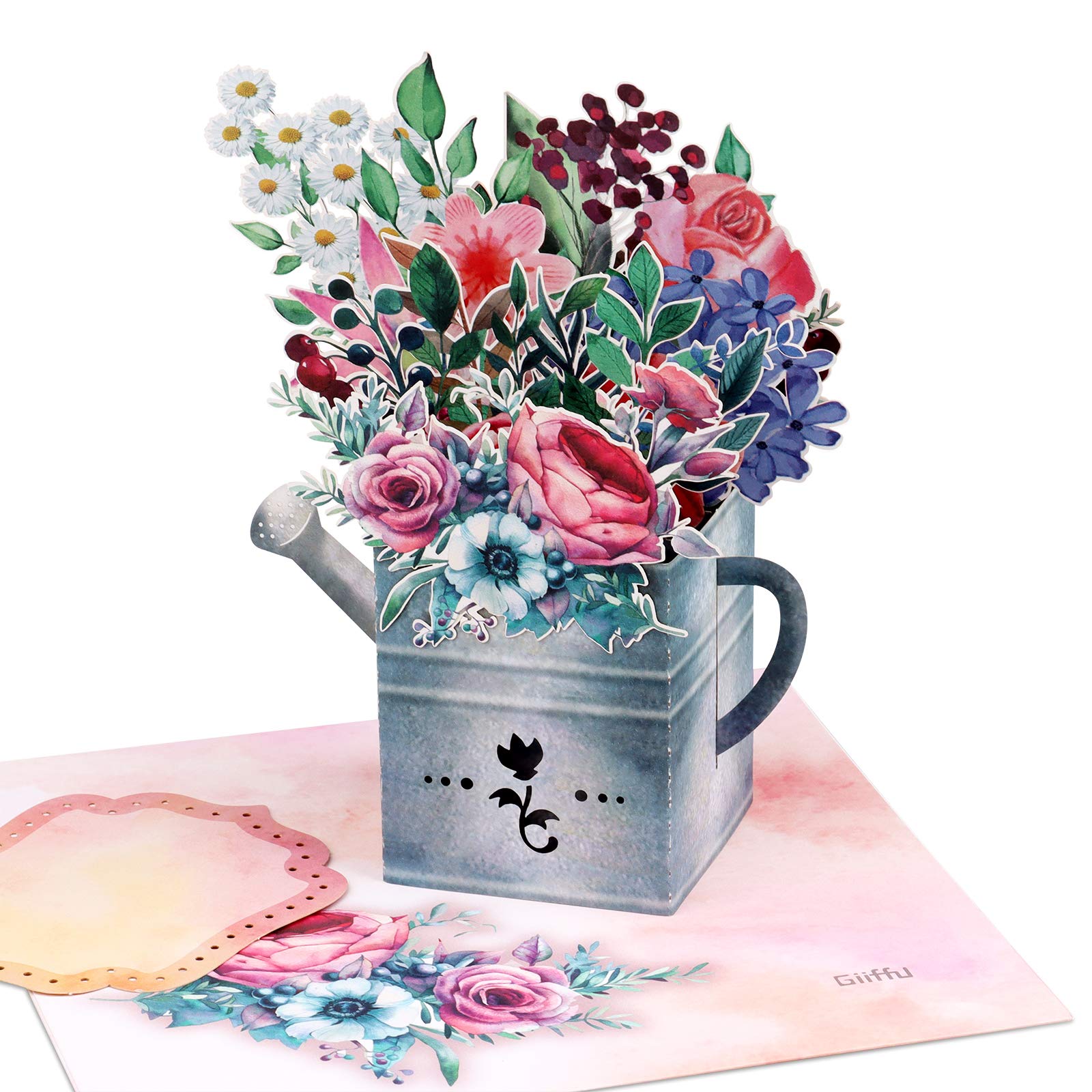 3D Pop Up Greeting Card-Anniversary Wedding Gift for Wife, Paper Flower Card with Envelope for Women's Birthday, Mother's Day, Valentine's Day, Get Well Soon, Thank You, All Occasion