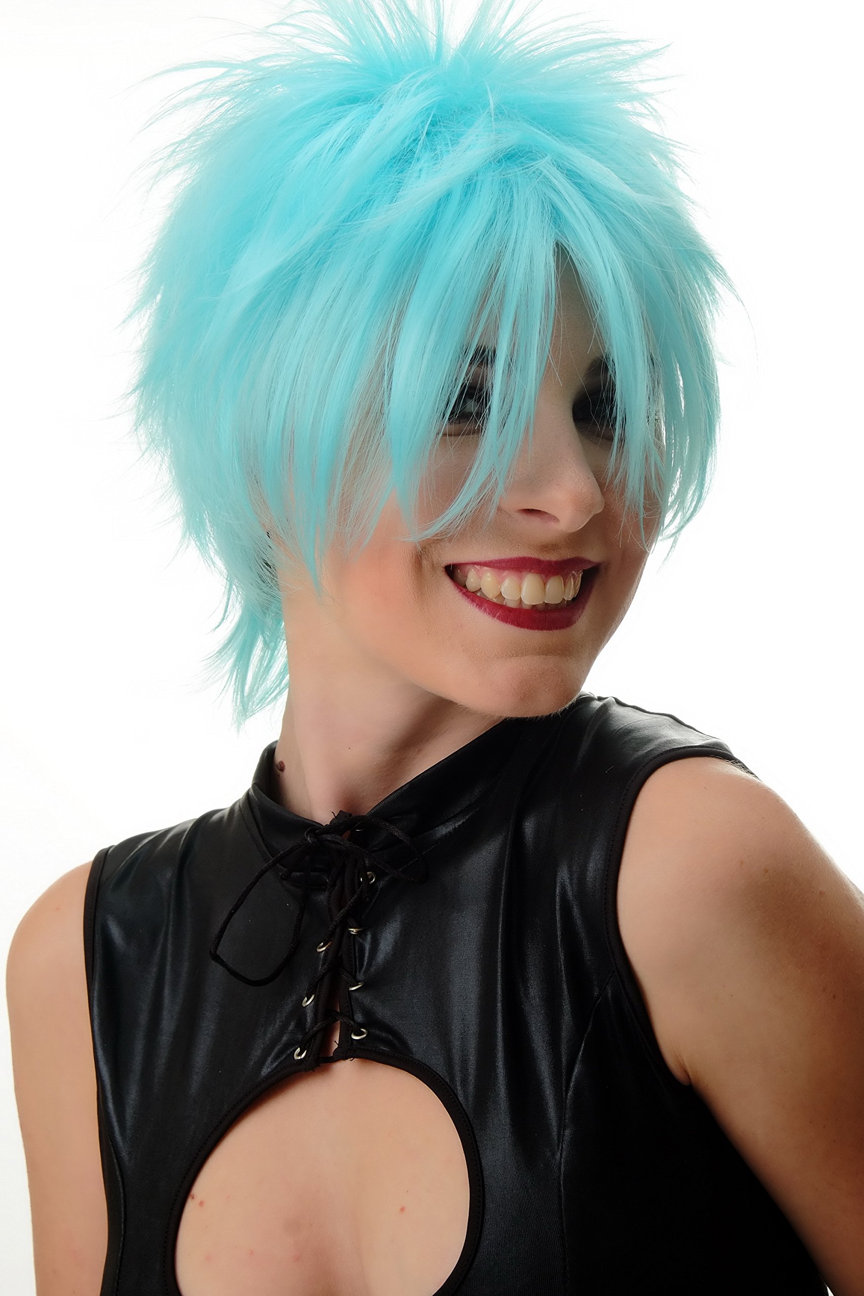 WIG ME UP - BLUE144-HTF2513Lady Quality Wig short naughy spiky 80s style teased Wave Punk light blue