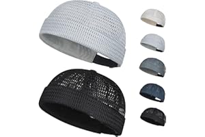 Men’s Breathable Brimless Docker Hat - Lightweight Mesh Skull Cap for Summer Outdoor Wear, Brimless Hats for Men