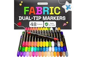 ARTISTRO 48 Bold Fabric Markers – Dual-Tip Permanent Clothing Pens for Customizing Clothes, Canvas, Denim, and More