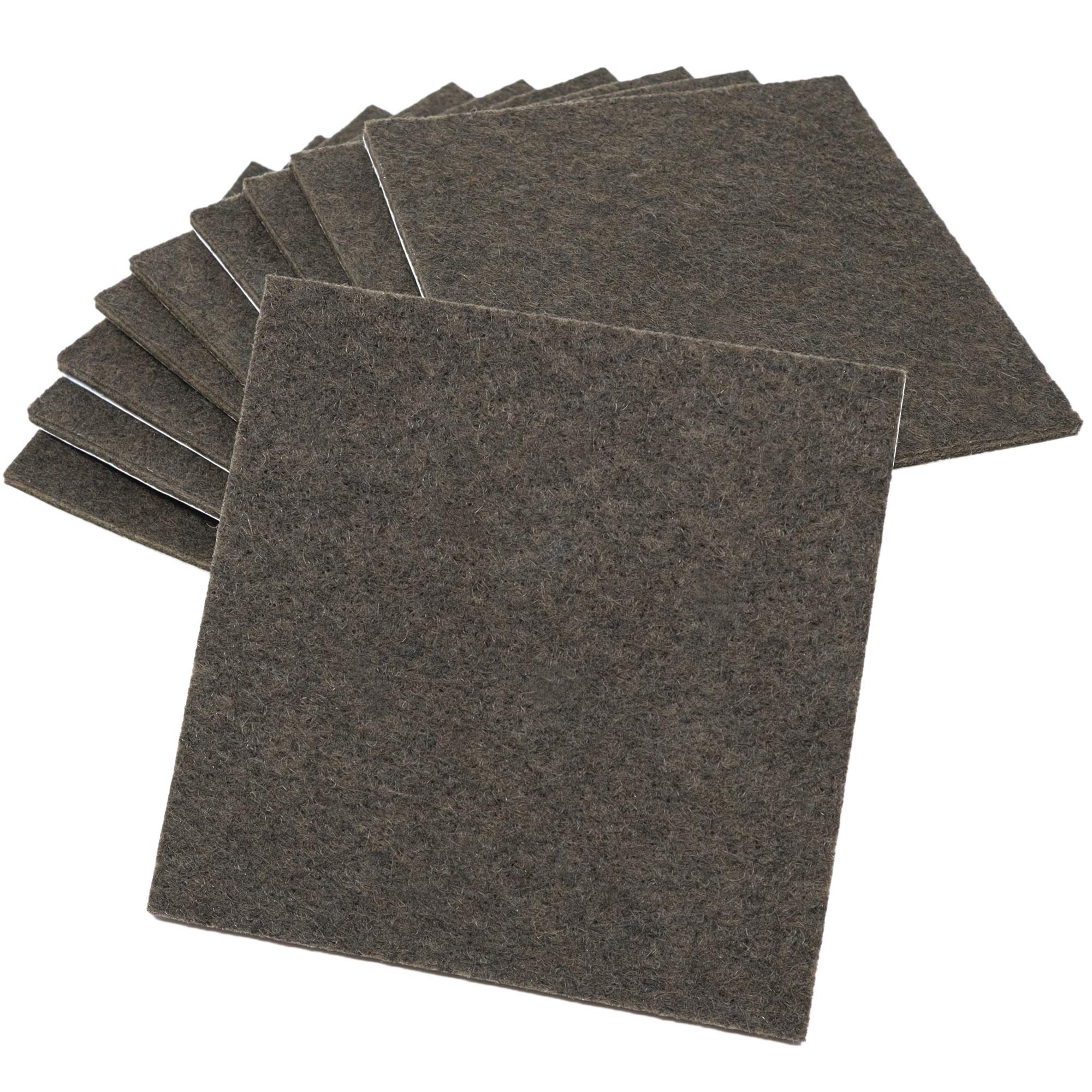 Adsamm® / 10 x self-stick felt pads / 3.94'' x 3.94'' (100x100 mm) / brown / square / felt thickness of 0.138''(3.5 mm) / self-adhesive furniture glides in top-quality