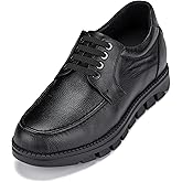 CALTO Men's Invisible Height Increasing Elevator Shoes - Black Pebble Grain Leather Lace-up Casual Shoes - 3 Inches Taller - G6381 - Size 9 D(M) US