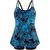NIeyook Womens Plus Size Tankini Swimsuit Two Piece Bathing Suit Flowy Swim Tops with Boy Shorts 2025 Modest Swimwear