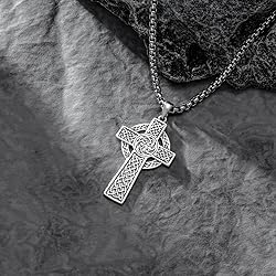 PDTJMTG Irish Cross Necklace for Men Sterling