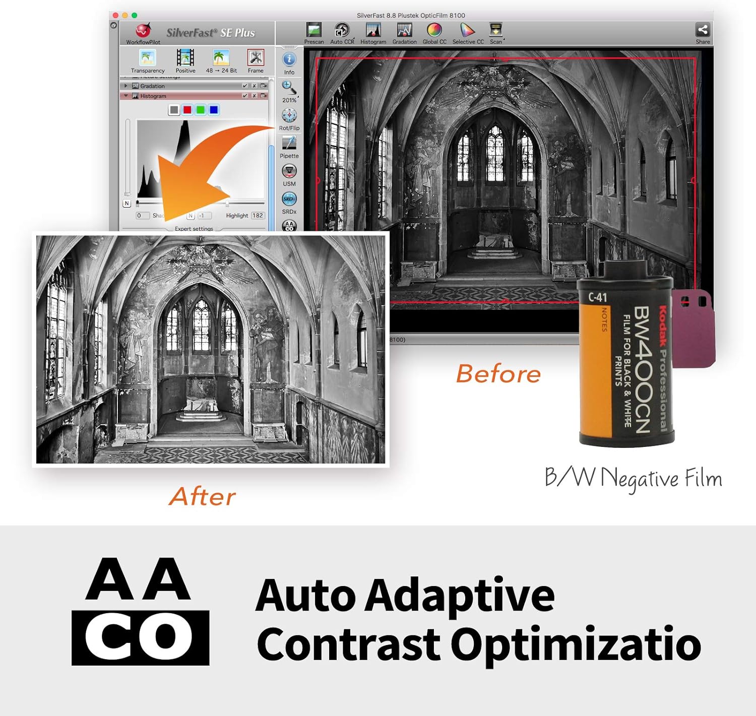 Plustek OpticFilm 8200i AI - 35mm Film & Slides Scanner. IT 8 Calibration Target + SilverFast Ai Studio 8.8, 7200 dpi Resolution 64Bit HDRi , Mac/PC: Electronics