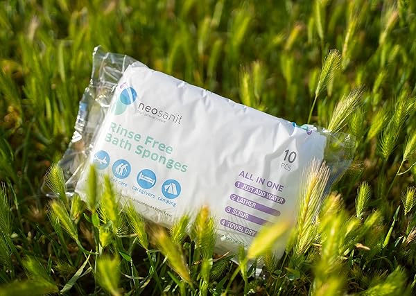 NEOSANIT SOAP INFUSED BATH SPONGE RINSE FREE. SHOWER WIPES FOR ADULTS NO RINSE. BATH SPONGES WITH DERMATOLOGIC AND HYPOALLERGENIC SOAP.MEDICAL SUPPLIES FOR BATHING ALL IN ONE. SINGLE USE-PACK 10 UNITS