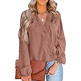 LOLONG Womens Tops Short/Long Sleeve V Neck Chiffon Blouses Dressy Casual Pom Poms Shirts
