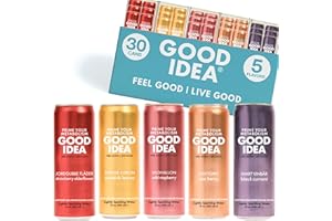 GOOD IDEA Sparkling Water – Supports Metabolism, Balances Blood Sugar, Boosts GLP-1 Naturally – Science-Backed Functional Beverage – No Caffeine, No Sugar – Five Flavor Variety Pack (30 Cans, 5 Flavors, 12 oz)