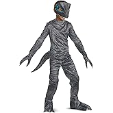Jurassic World Deluxe Blue Velociraptor Costume for Kids with Jumpsuit Mask Tail and Gloves - Officially Licensed