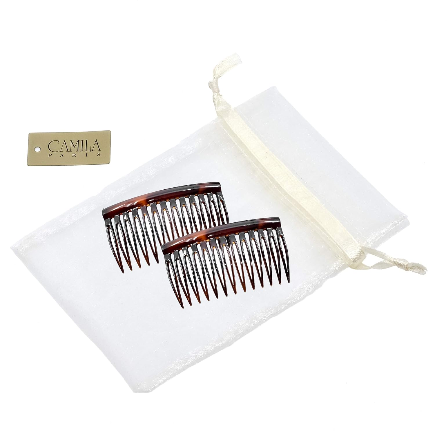 Camila Paris French Tortoise Shell Hair Side Combs, Strong Hold Grip Hair Clips for Women, No Slip and Durable Styling Girls Hair Accessories, Made in France with Cellulose : Beauty