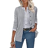 ANRABESS Women's Cardigans 2025 Fall Dressy Casual Long Sleeve Crewneck Button Down Open Front Soft Knit Cardigan Sweaters