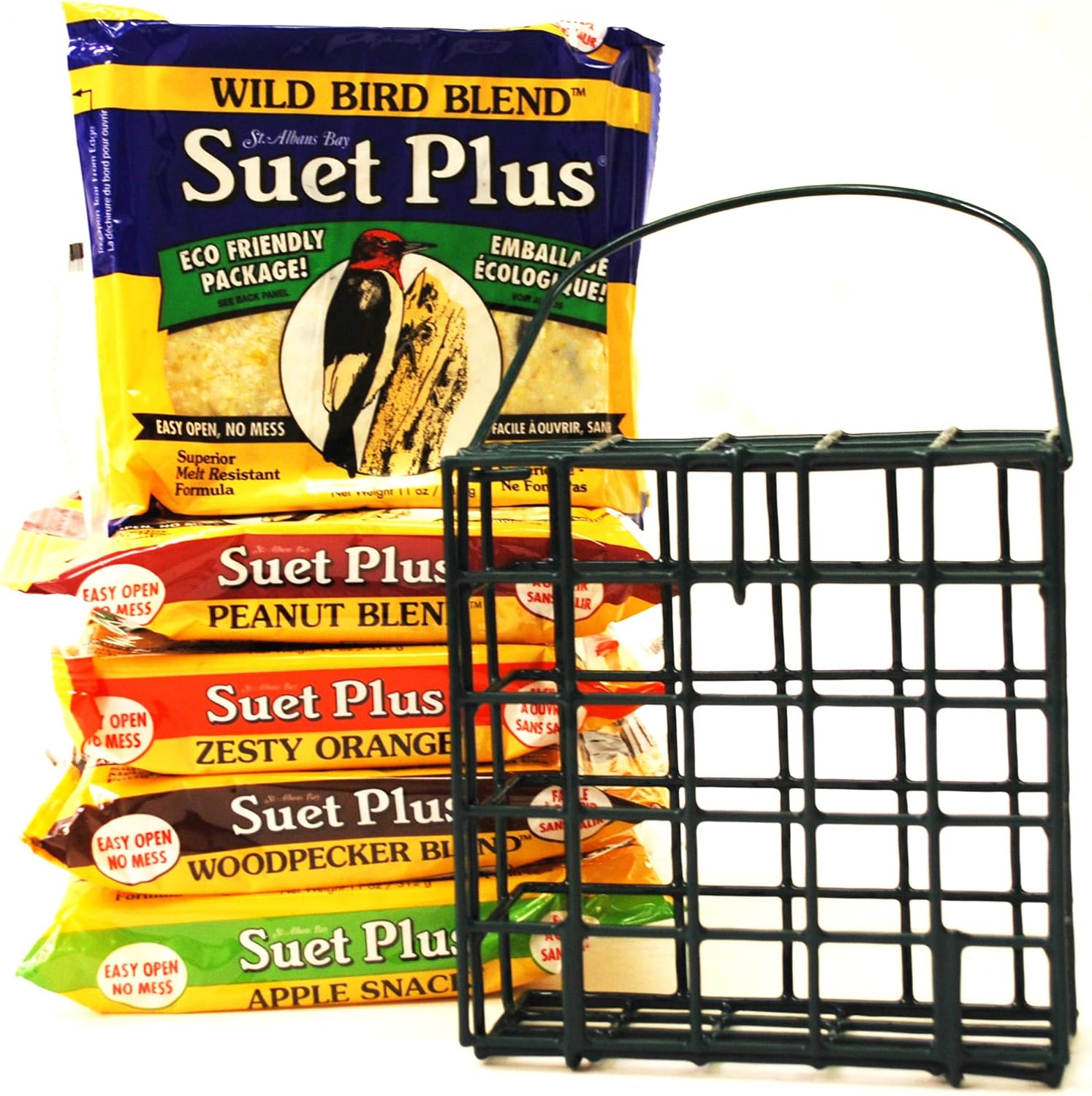 Suet Feeder and Suet Cakes for Wild Birds 5 Flavors of