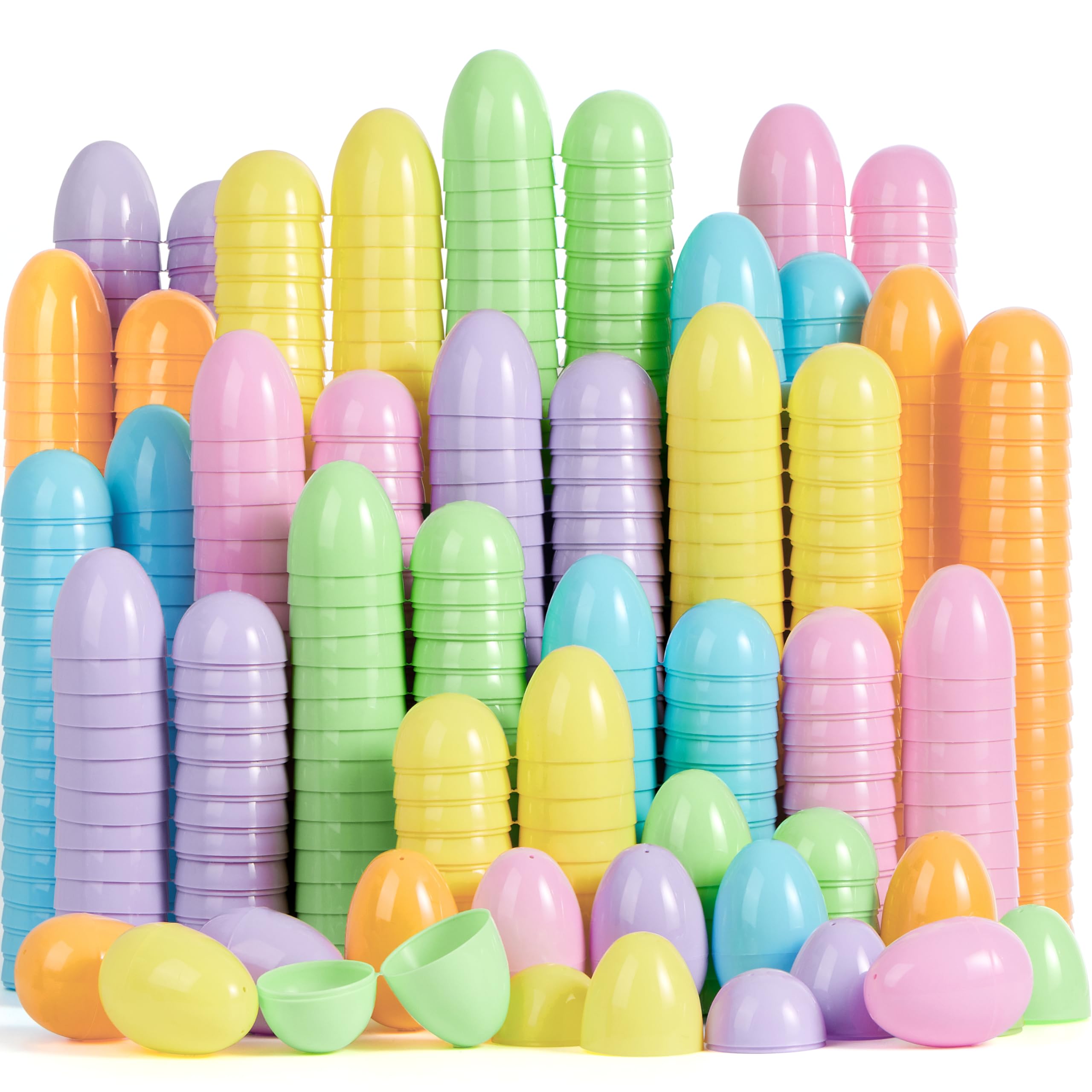 JOYIN 3.15" Pastel Easter Eggs, 50PCS Large Plastic Eggs, Empty Colorful Fillable Eggshells for Easter Hunt, Party Favor, Basket Stuffers Filler, Classroom Prize Supplies